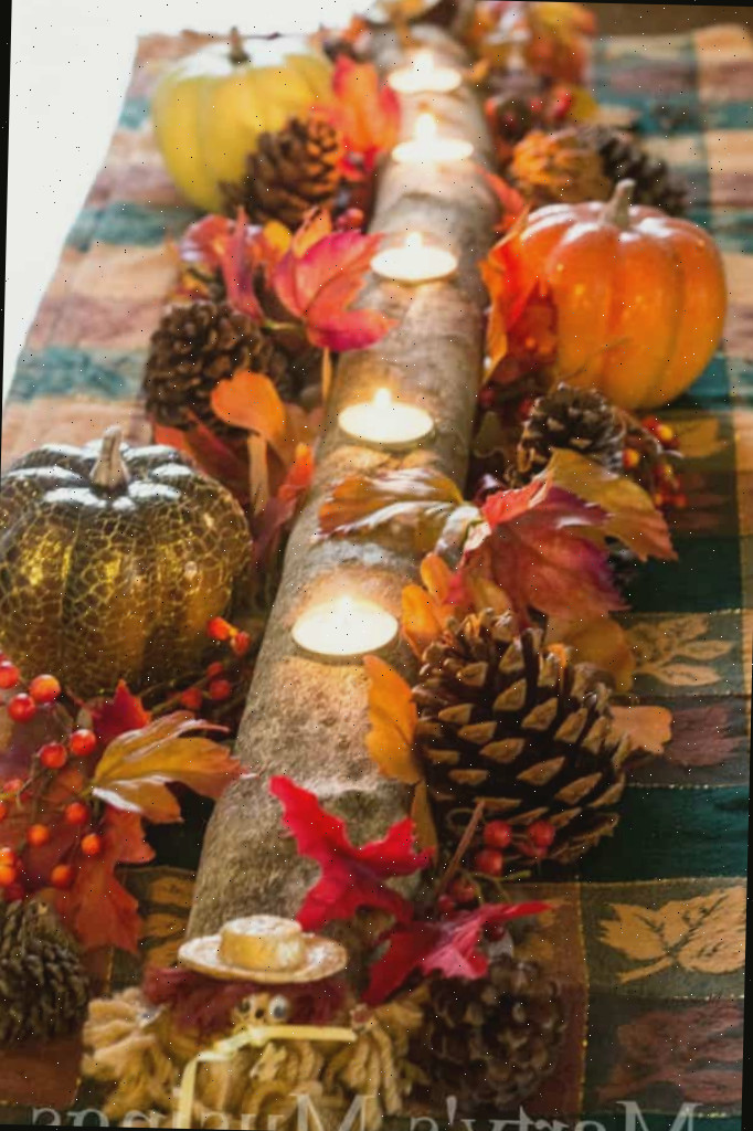 Centro de mesa com galhos e velas, de Marty's Musings