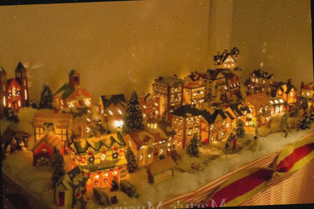 Vila de Natal iluminada à noite