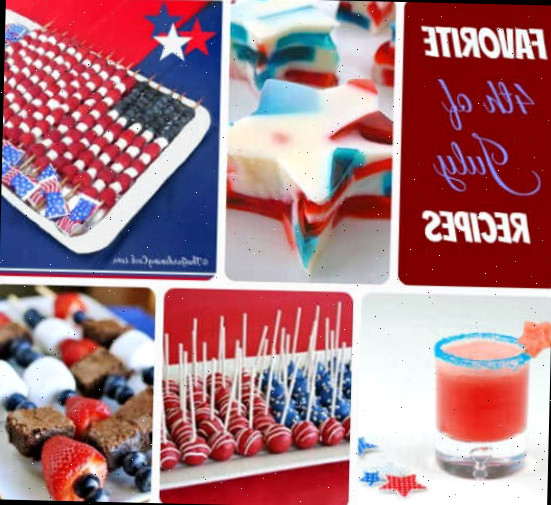 Celebre de maneira patriótica neste 4 de Julho. Receitas para o 4 de Julho em uma colagem.