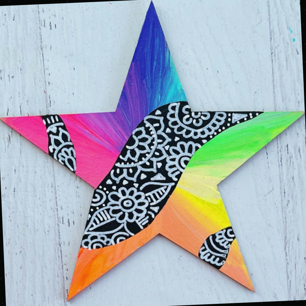 Pintura Abstrata de Estrela - Tinta Acrílica e Caneta de Tinta
