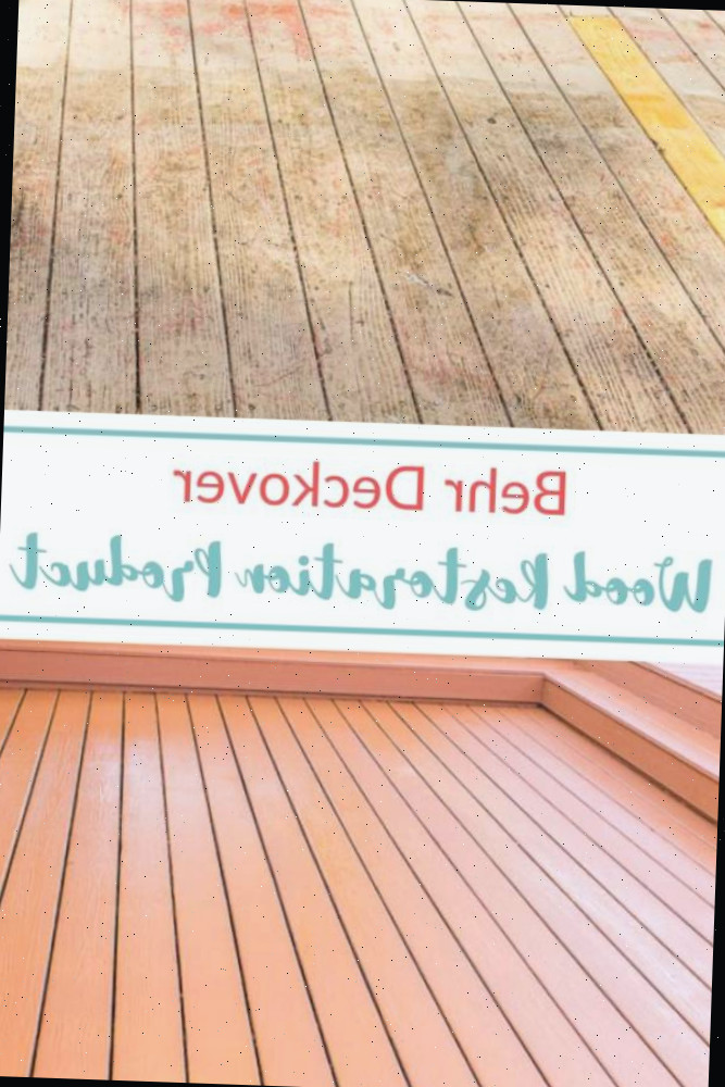 Antes e depois da renovação de madeira do deck utilizando Behr Deckover