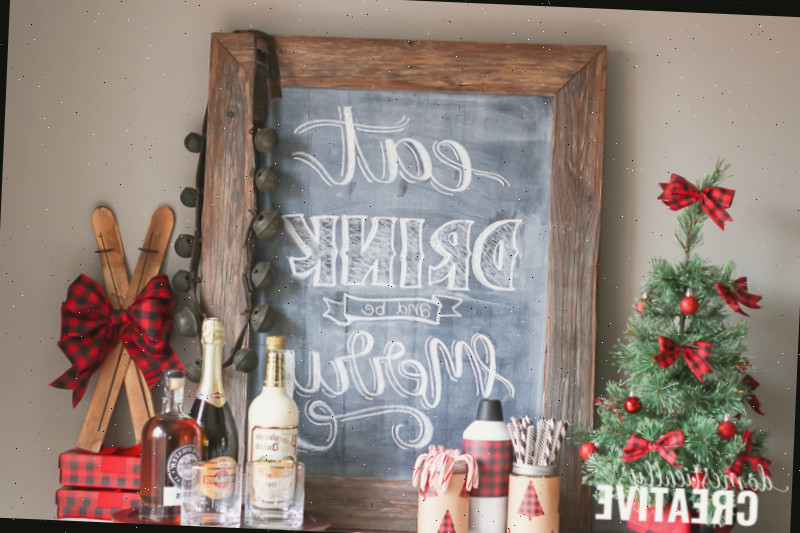 Barra de Bebidas de Natal com Estampa Buffalo Check