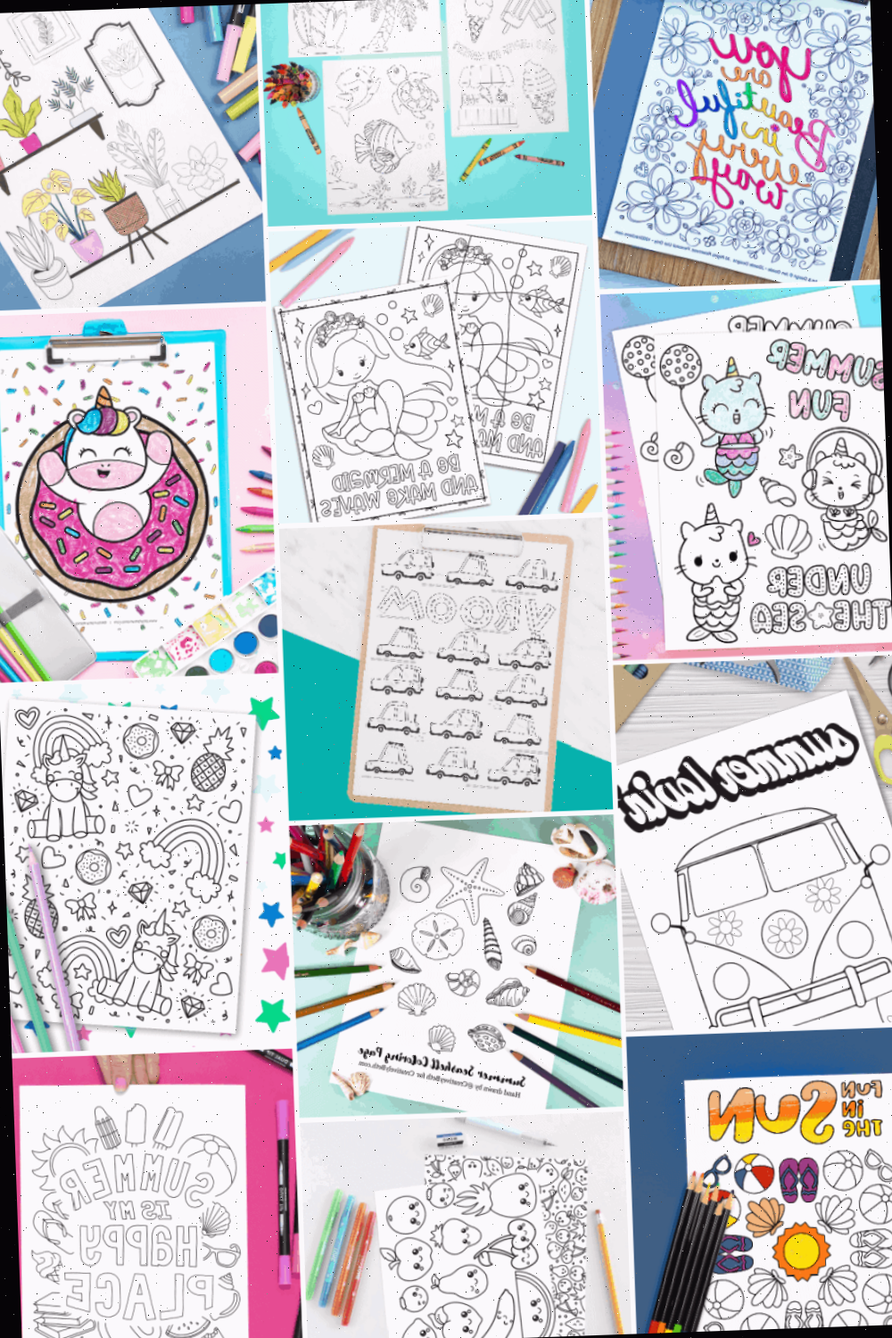 Colagem de páginas para colorir