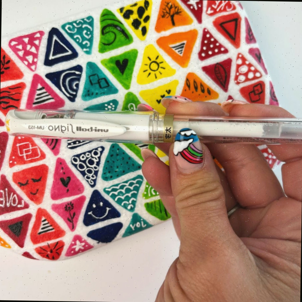 Branco que é usado para criar os contornos brancos e doodling em cores escuras