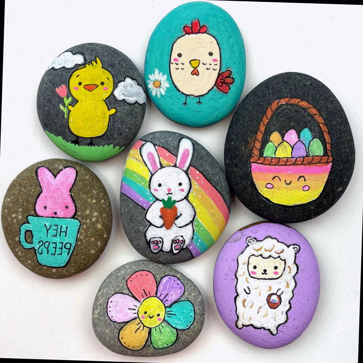 Pedras Pintadas de Páscoa - Inspire-se com esses divertidos designs de pedras de Páscoa.