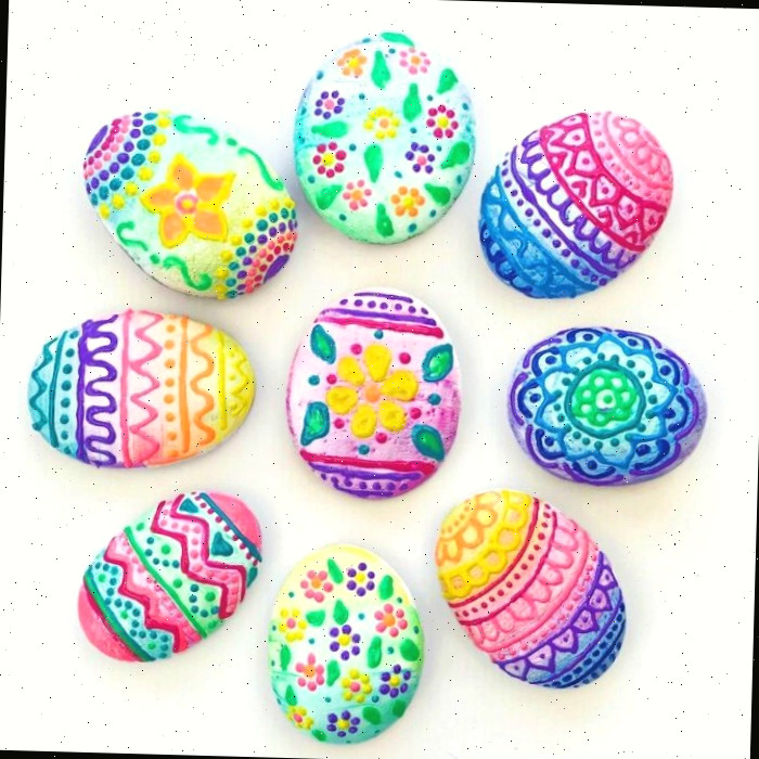 Pedras Pintadas de Ovos de Páscoa