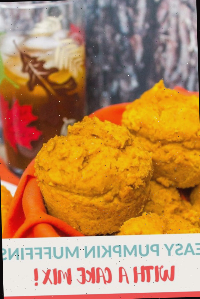 muffins fáceis de abóbora com mistura para bolo