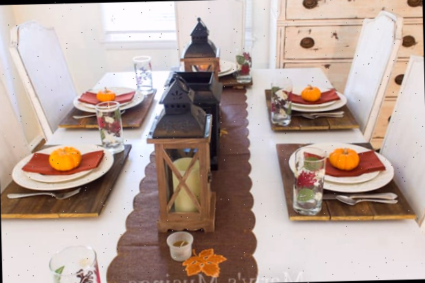 Esta fácil mesa rústica de outono usa itens acessíveis que você provavelmente já tem em casa, sem gastar muito tempo ou dinheiro!