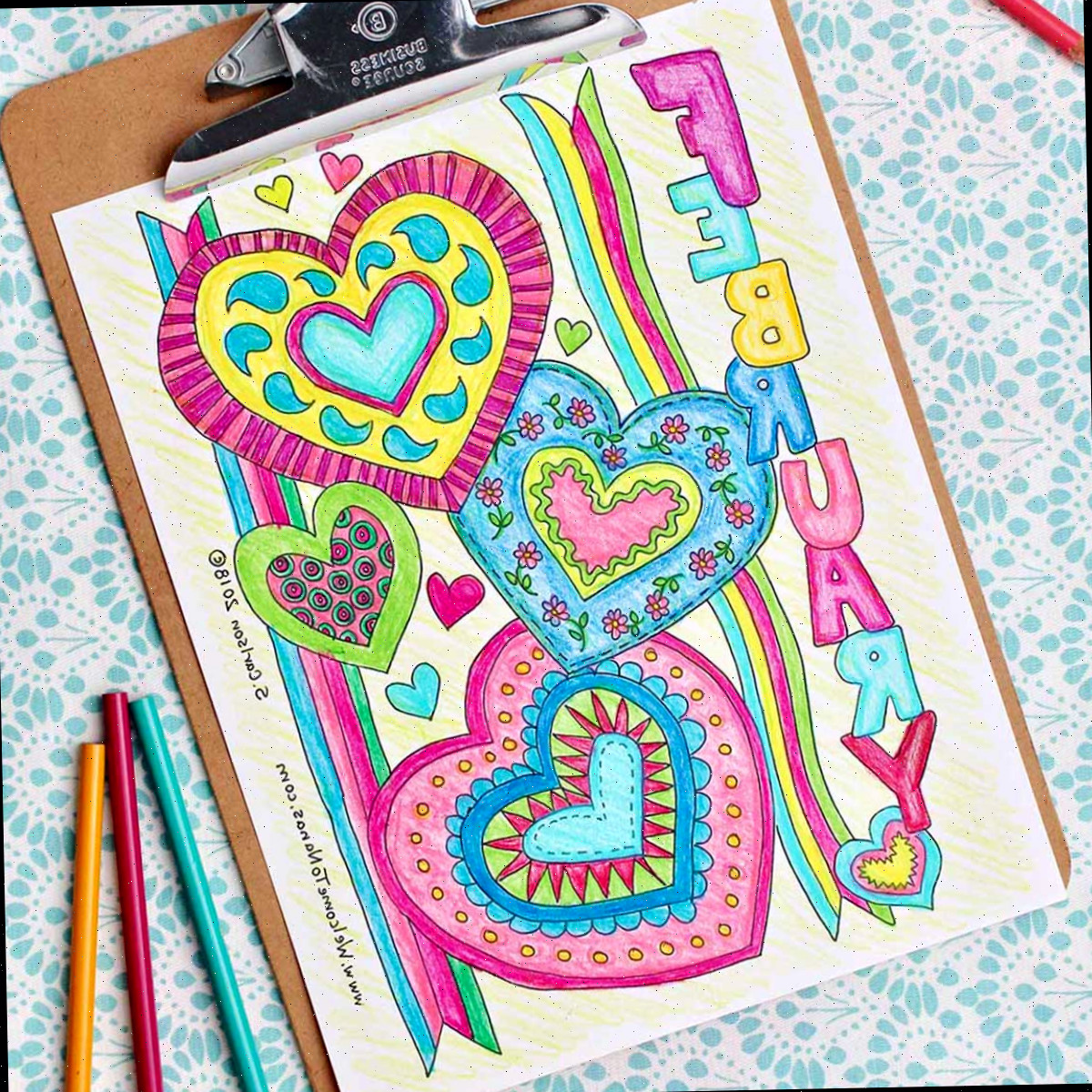 Páginas para Colorir de Fevereiro (Imprimíveis)