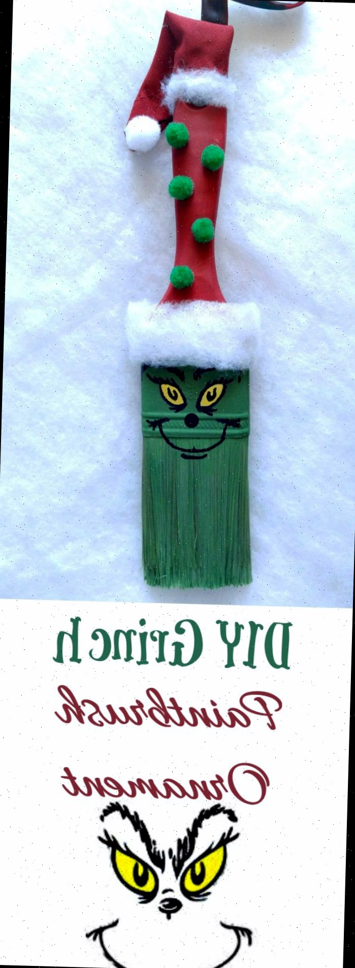 Este encantador Ornamento de Pincel do Grinch será um favorito da família por anos. É simples de fazer com meu tutorial passo a passo.