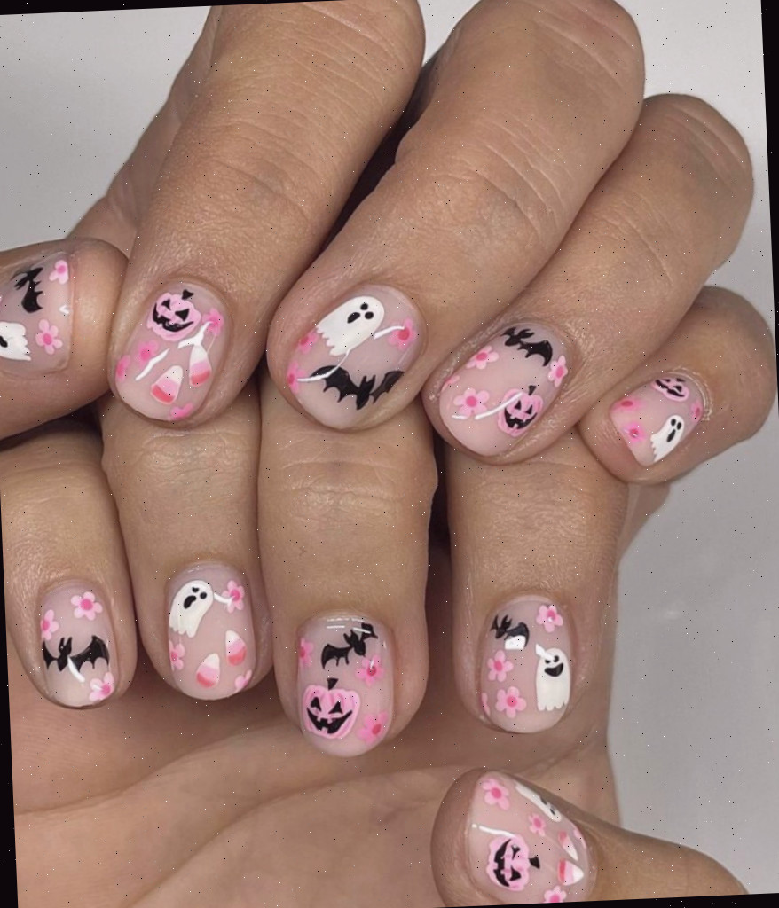 Unhas de fantasma rosa e morcego