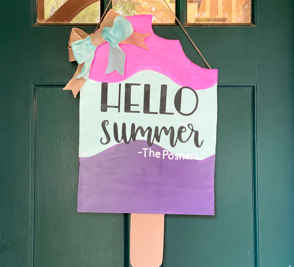 Cabide de porta frontal de picolé DIY Hello Summer