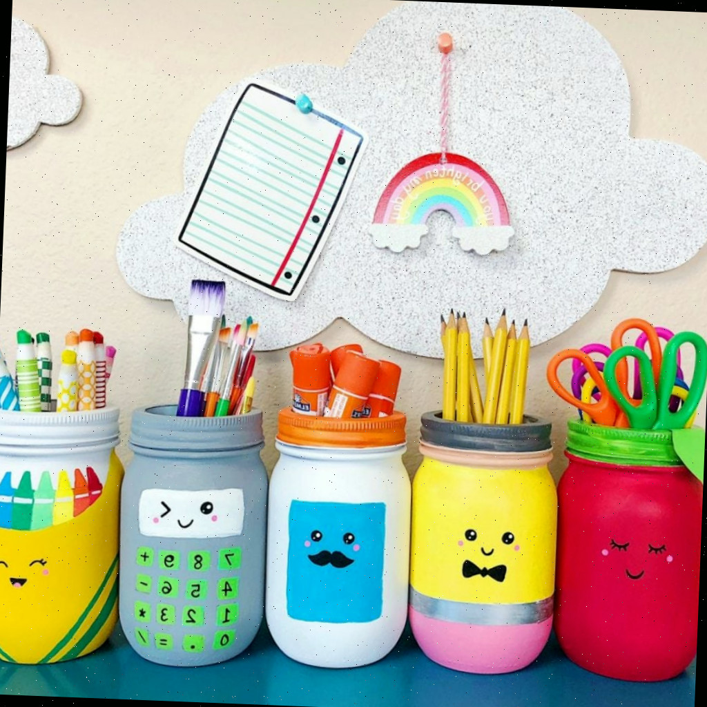 Frascos de Conserva Escolares para volta às aulas, agradecimento a professores, presentes para professores e decoração de sala de aula.