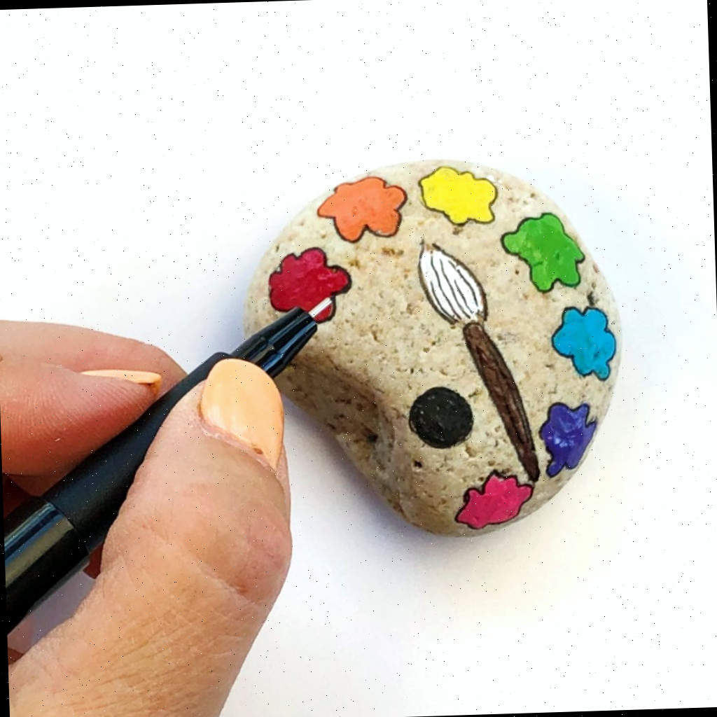 Ideia de pintura de pedra temática de arte