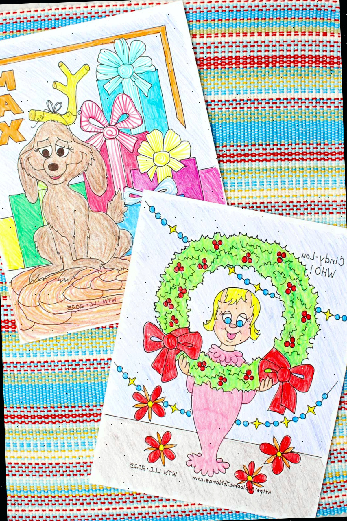 Páginas para colorir de Max, o filhote, e Cindy Lou Who de Como o Grinch roubou o Natal