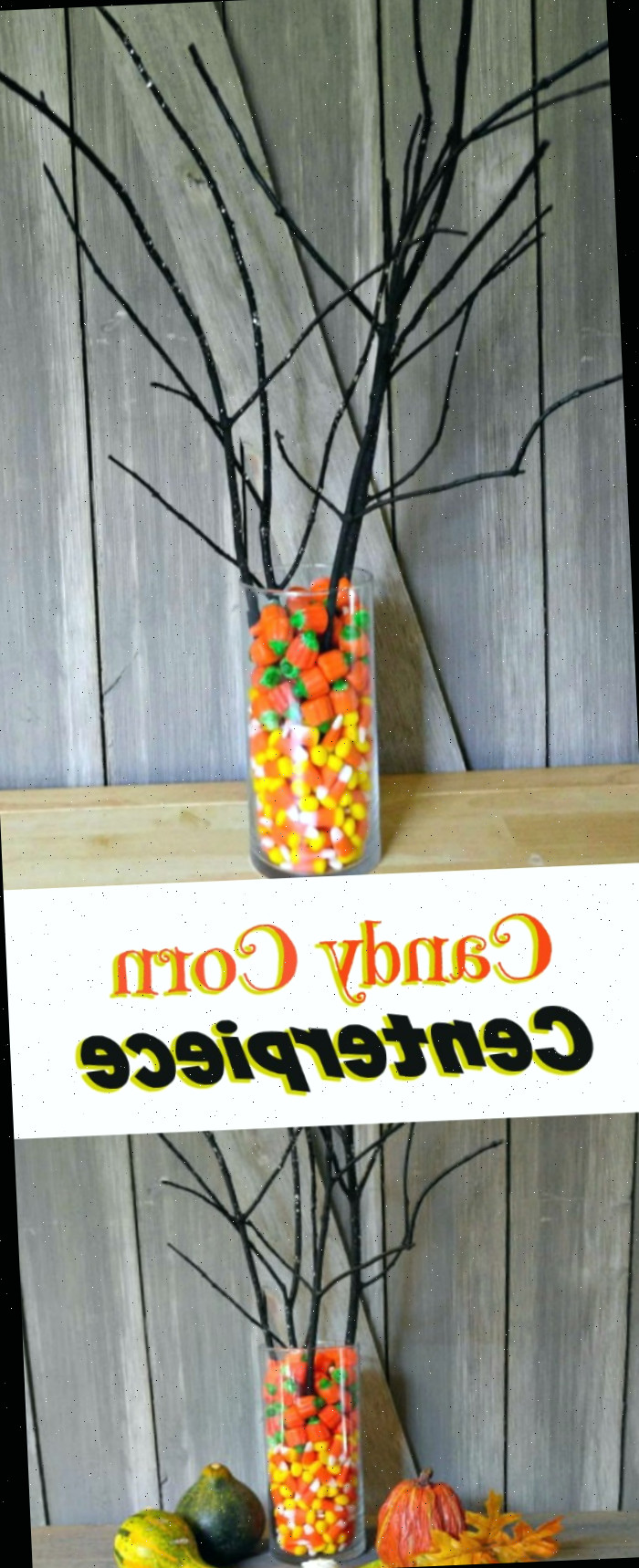 Arranjo de mesa com doce de milho Este arranjo de mesa com doce de milho é fácil de fazer e fica incrível na mesa da sua festa de Halloween #arranjo-de-mesa #Halloween