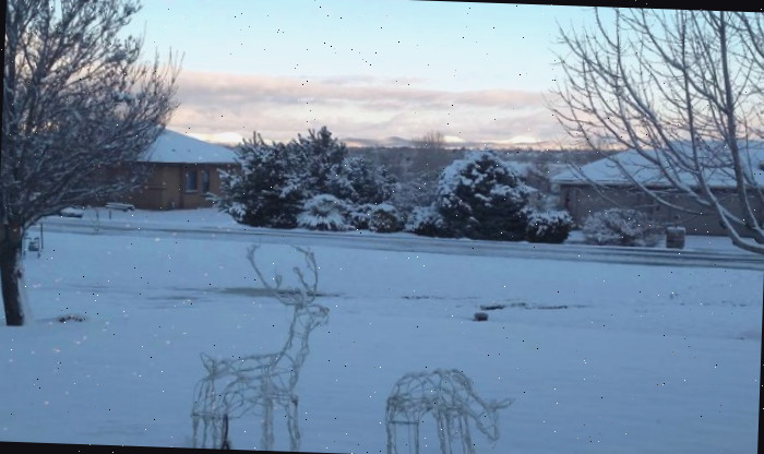 Cena coberta de neve em Chino Valley, Arizona.