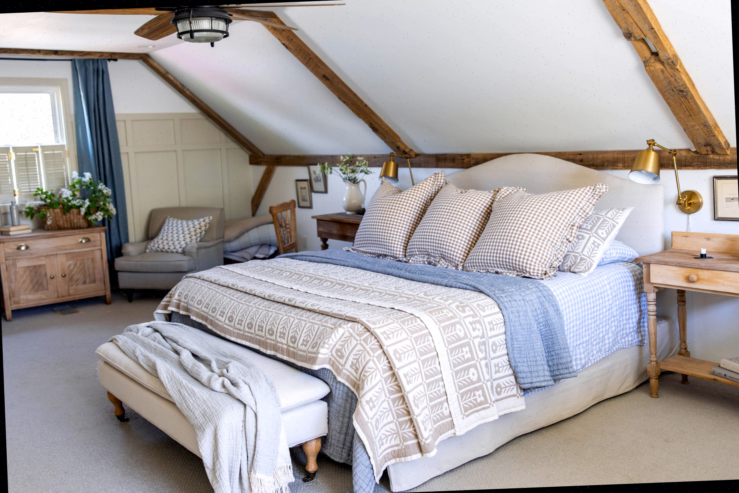 Atualização da roupa de cama estilo cottage