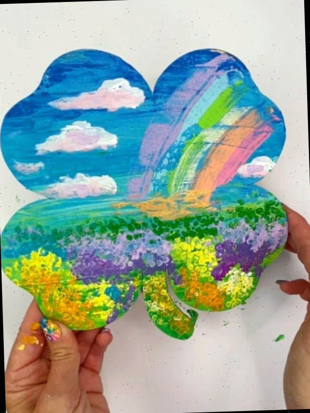 Ideia de Pintura em Fatias de Madeira de Trevo para Iniciantes