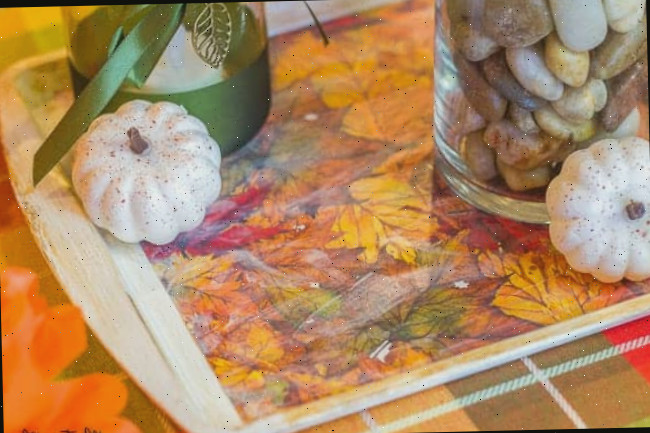 assadeira decorada com decoupage para mesa de outono