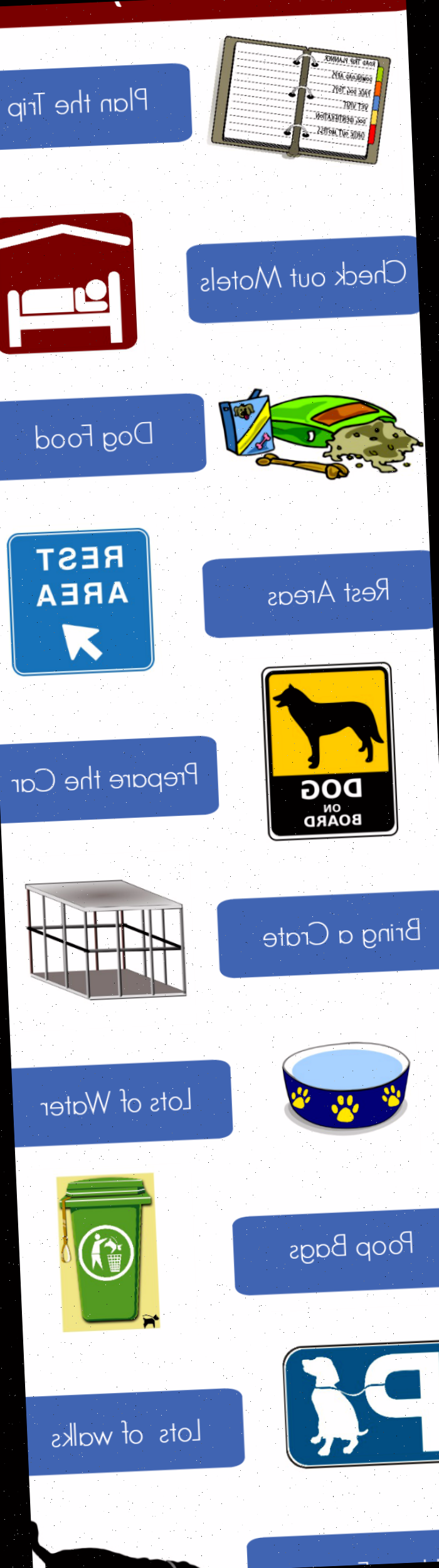 Você está planejando realizar uma viagem de carro com seu cachorro? Este gráfico imprimível com 101 dicas para viagem de carro com cachorro deve auxiliá-lo a se preparar para a aventura.