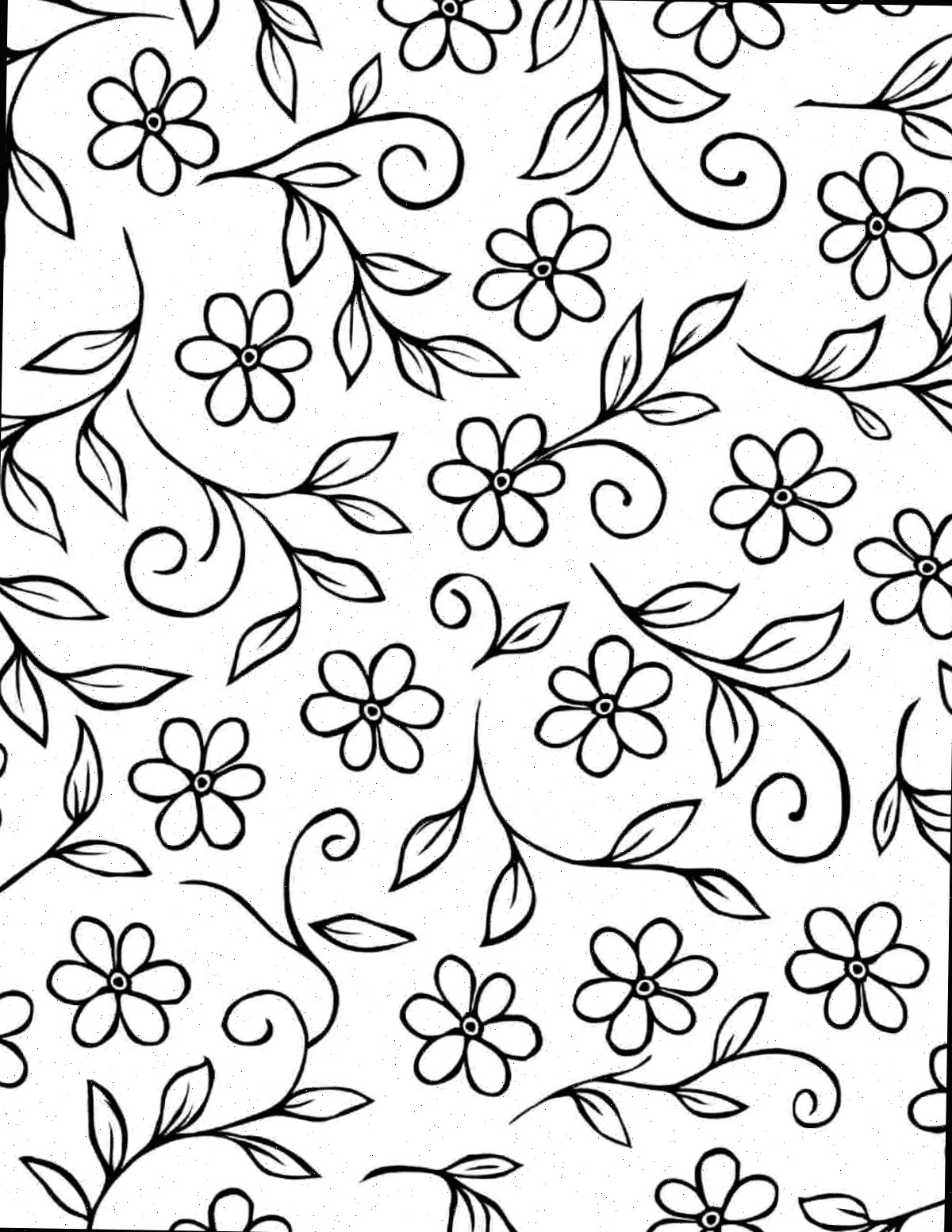 35+ páginas para colorir de flores grátis para impressão Uma folha gratuita para colorir de flores para impressão, repleta de pequenas flores e folhas.