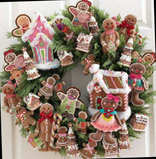 Guirlanda de Natal de Biscoito de Gengibre do razchristmas.blogspot.com em uma porta branca.