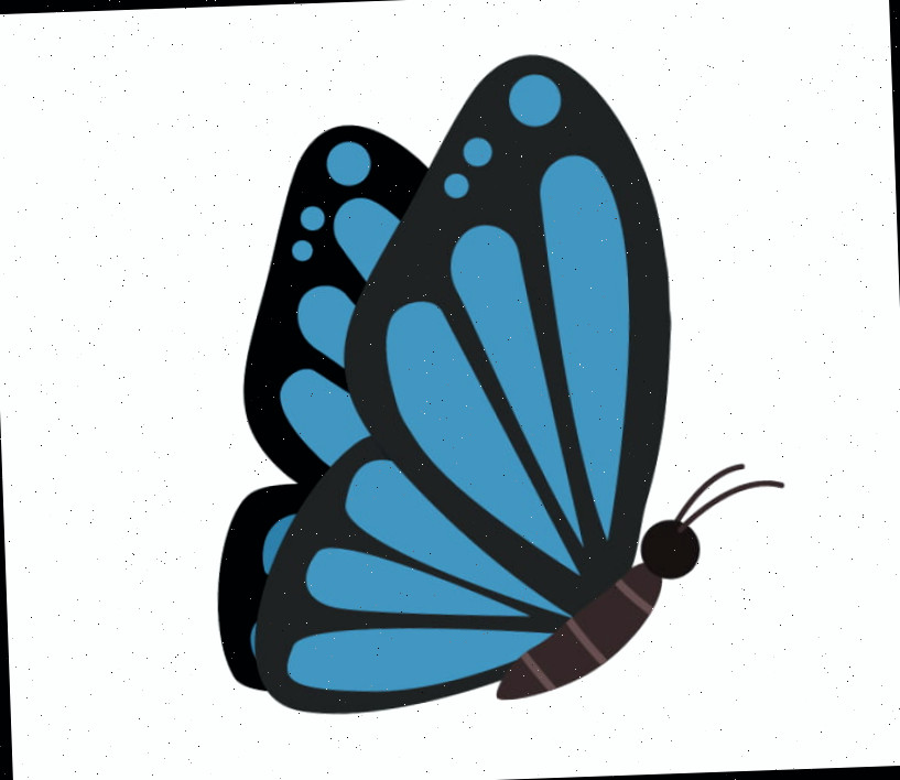 Exemplo completo deste tutorial de desenho de borboleta em perfil lateral que foi colorido