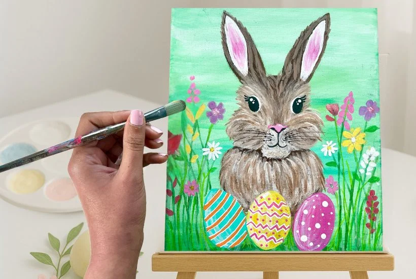 Tutorial de Pintura do Coelhinho da Páscoa Fácil 🐰 Passo a Passo de Acrílico para Iniciantes
