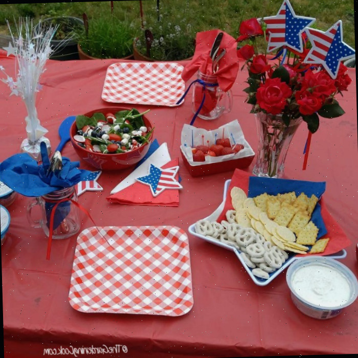 Decoração de Mesa Patriótica - Decorações de Festa Vermelha Branca Azul