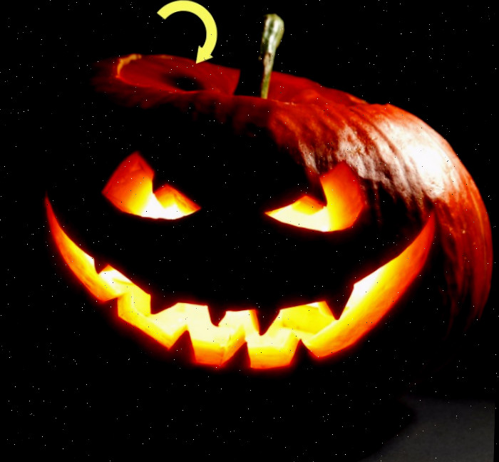 Jack o’ Lantern aceso com chaminé.