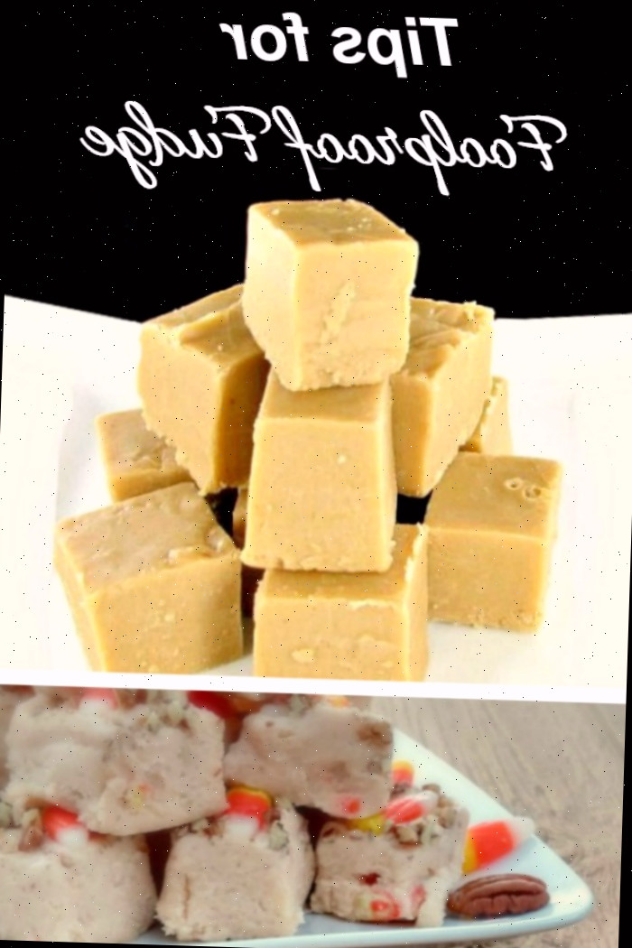 Pilhas de fudge com texto que diz