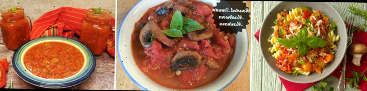 Colagem com imagens de três receitas distintas de molho de tomate.